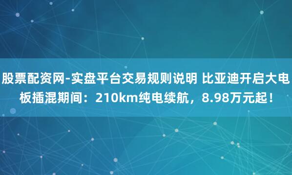股票配资网-实盘平台交易规则说明 比亚迪开启大电板插混期间：210km纯电续航，8.98万元起！