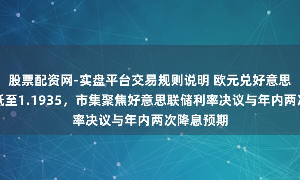 股票配资网-实盘平台交易规则说明 欧元兑好意思元小幅走低至1.1935，市集聚焦好意思联储利率决议与年内两次降息预期