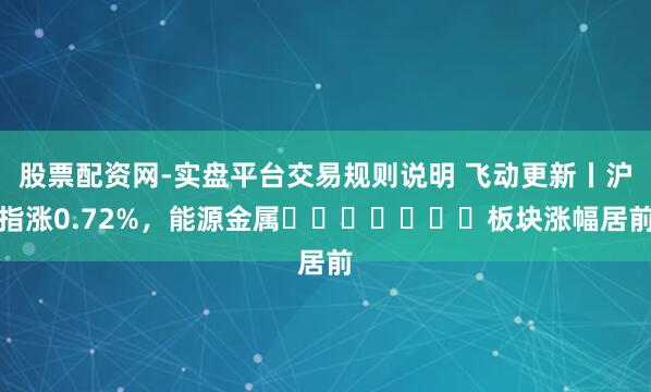 股票配资网-实盘平台交易规则说明 飞动更新丨沪指涨0.72%，能源金属​​​​​​​板块涨幅居前