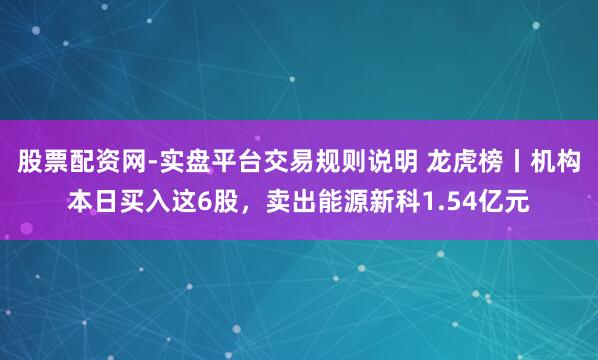 股票配资网-实盘平台交易规则说明 龙虎榜丨机构本日买入这6股，卖出能源新科1.54亿元